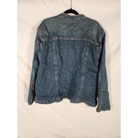 NOS Venezia Womens Denim Biker Jacket Y2K Rocker 26/28 - Picture 3 of 3